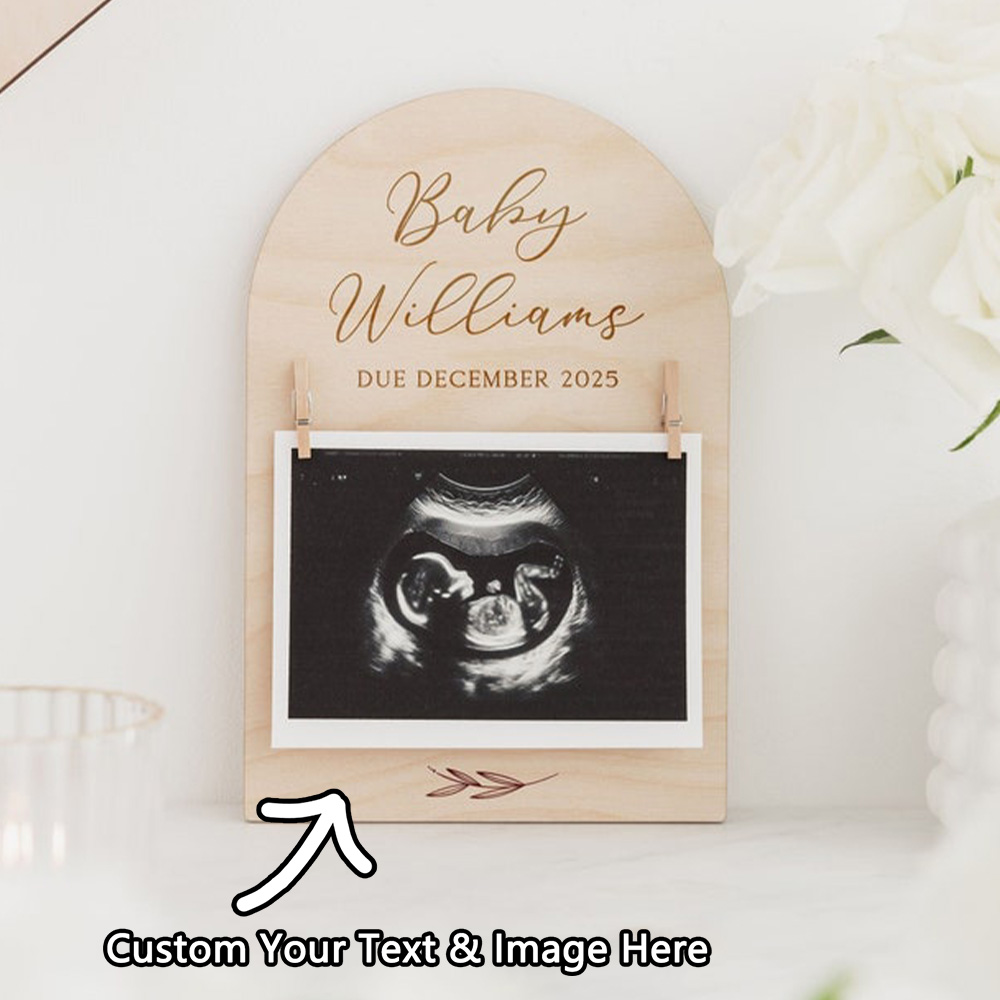 Engraved Wood Frame - Tanda Pengumuman Kehamilan yang Dipersonalisasi |