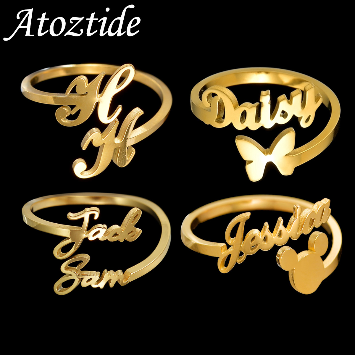 Initial Ring Custom - Atoztide cincin nama kustom kustom untuk