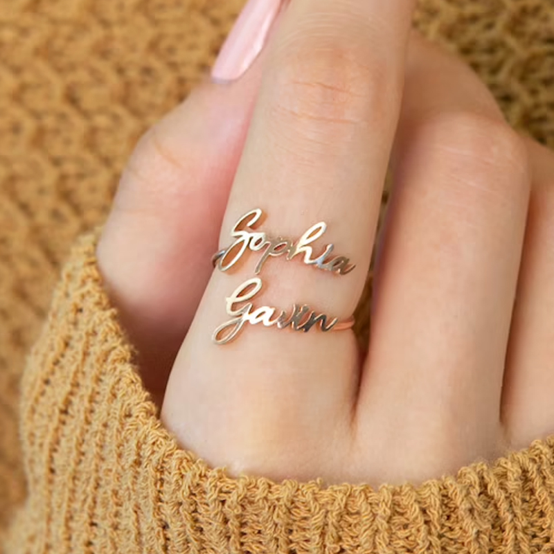 Initial Ring Custom - Cincin Nama Ganda Kustom untuk Wanita