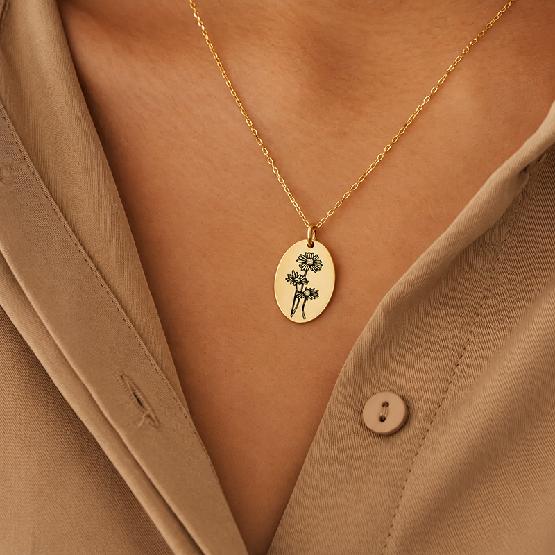 Birth Flower Necklace - Kalung Liontin Bunga Bulan Kelahiran 12