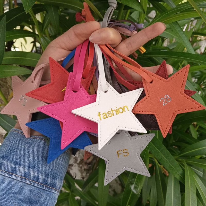 Monogram Keychain Leather - 1 buah liontin bagasi kulit bintang