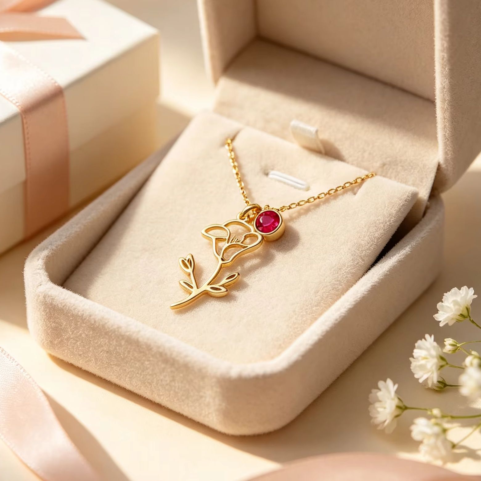 Birth Flower Necklace - Kalung Liontin Bunga Bulan Kelahiran dari