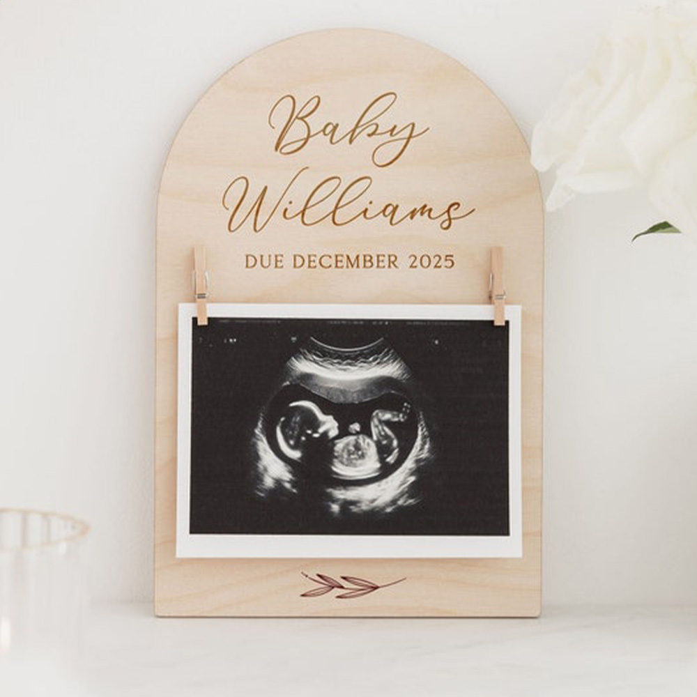 Tanda Pengumuman Kehamilan yan - Engraved Wood Frame ulasan dan harga