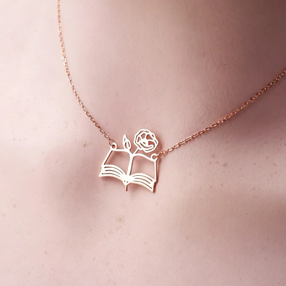 Kalung Buku Terbuka dengan Hia - Birth Flower Necklace ulasan dan harga