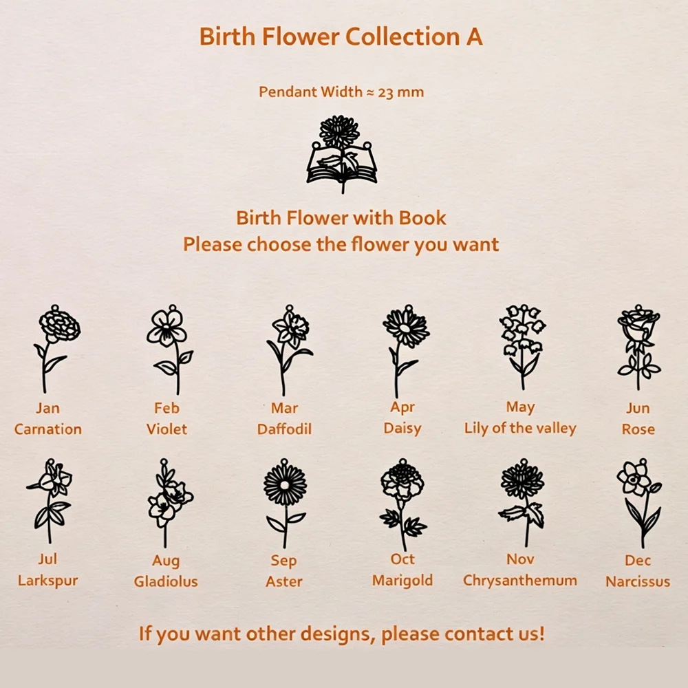 Kalung Buku Terbuka dengan Hia - Birth Flower Necklace ulasan dan harga