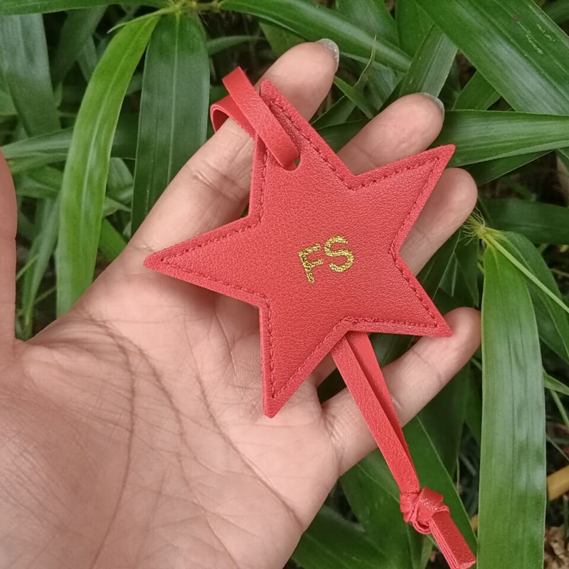 1 buah liontin bagasi kulit bi - Monogram Keychain Leather ulasan dan harga