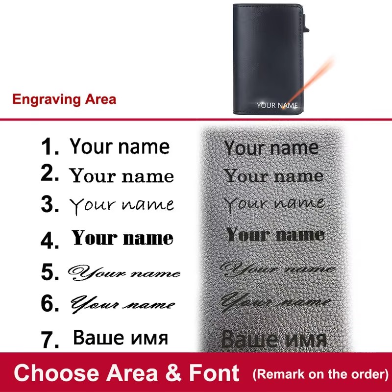 Dompet Kartu Mini RFID Pria, N - Personalized Name Box ulasan dan harga