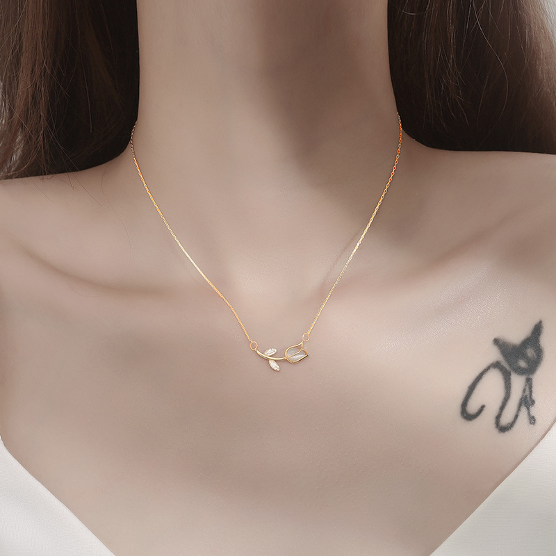 Kalung Kristal Tulip Mawar Baj - Birth Flower Necklace ulasan dan harga