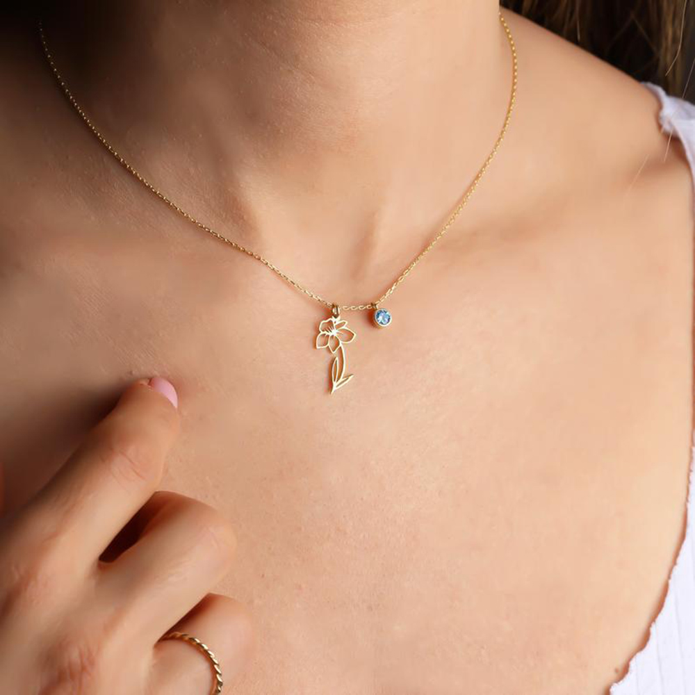 Kalung Liontin Bunga Bulan Kel - Birth Flower Necklace ulasan dan harga